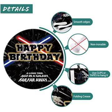 Seasonwood Star Themed Backdrop for Baby Boys Kids Birthday Party Universe Wars Background Galaxy Photography Party Decorations Cake Table Banner Photo Booth Props Supplies Favor 5x3ft