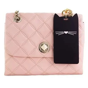 Kate Spade New York ID Badge Clip Key Chain, Silicone Keychain Accessory, Black Cat