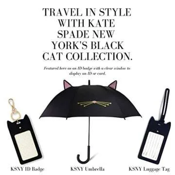 Kate Spade New York ID Badge Clip Key Chain, Silicone Keychain Accessory, Black Cat