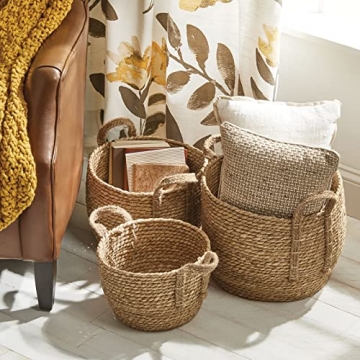 mDesign Braided Seagrass Storage Basket Set - 3 Durable Bins
