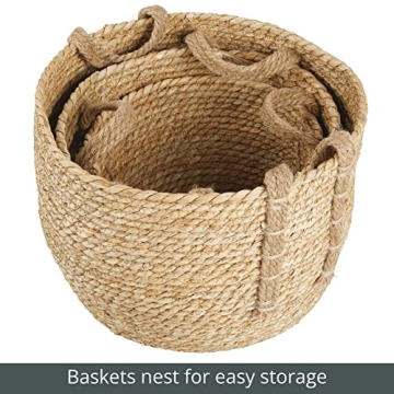 mDesign Braided Seagrass Storage Basket Set - 3 Durable Bins