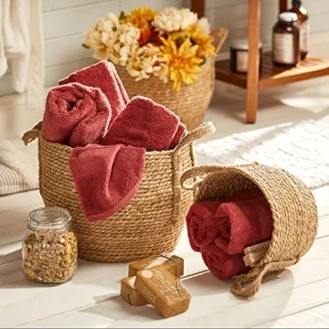 mDesign Braided Seagrass Storage Basket Set - 3 Durable Bins
