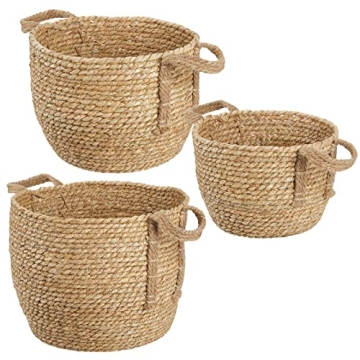 mDesign Braided Seagrass Storage Basket Set - 3 Durable Bins