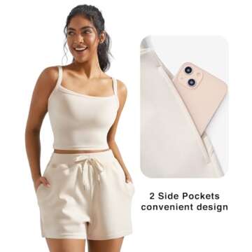 OMKAGI Women 2 Piece Outfits Sleeveless Tank Top Sweat Shorts Set with Pockets Vacation Sets