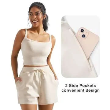 OMKAGI Women 2 Piece Outfits Sleeveless Tank Top Sweat Shorts Set with Pockets Vacation Sets