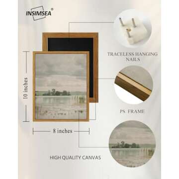 InSimSea Framed Canvas Art Vintage Lakeside Decor