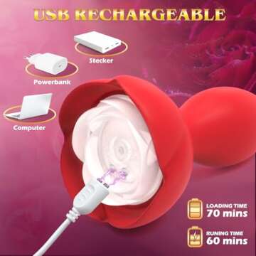 Silicone Rose Vibrator with Remote Control - 10 Modes