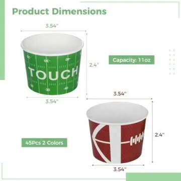 ZWY4002 Football Snack Bowls - 45 Piece Set for Parties