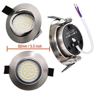 LeMeng 12V AC/DC Recessed Ceiling Light 5W LED Panel Downlights 3000K Warm White 12volt Low Voltage for RV Camper Van Trailer Boat , Pack of 6