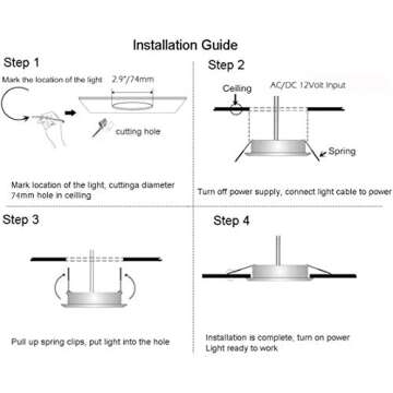 LeMeng 12V AC/DC Recessed Ceiling Light 5W LED Panel Downlights 3000K Warm White 12volt Low Voltage for RV Camper Van Trailer Boat , Pack of 6