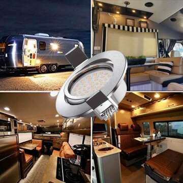 LeMeng 12V AC/DC Recessed Ceiling Light 5W LED Panel Downlights 3000K Warm White 12volt Low Voltage for RV Camper Van Trailer Boat , Pack of 6