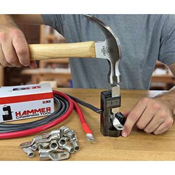 Hammer Battery Lug Crimping Tool for 8, 6, 4, 2, 1/0, 2/0, 3/0, 4/0 American Wire Gauge (AWG) Wire and Cable