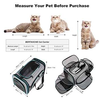 BERTASCHE Cat Carrier: Expandable Airline Approved Pet Carrier