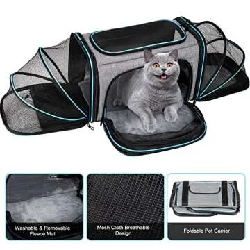 BERTASCHE Cat Carrier: Expandable Airline Approved Pet Carrier