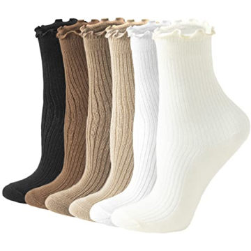 ACCFOD Cute Frilly Ankle Socks for Women Girls