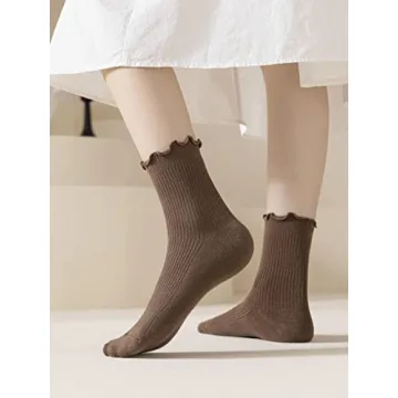 ACCFOD Cute Frilly Ankle Socks for Women Girls