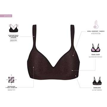 Bali Women's Comfort Revolution Wirefree Bra DF3463, Nude Swirl Pattern, 34DD