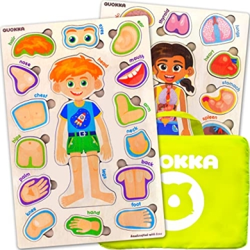 QUOKKA Montessori Wooden Anatomy Puzzles for Kids