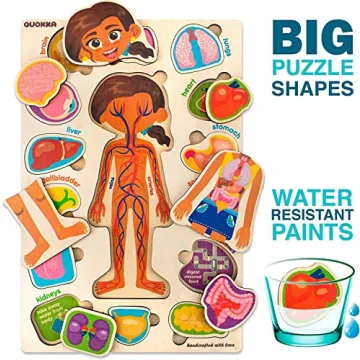 QUOKKA Montessori Wooden Anatomy Puzzles for Kids