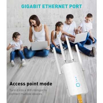 1.2Gbps WiFi Extender, wifi extender signal booster for Home | Dual Band 5GHz&2.4GHz, 2024 Fastest, Broader Coverage Than Ever, Internet Booster WiFi Repeater w/Ethernet Port, Alexa/Fire TV Compatible