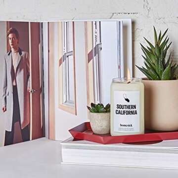 Homesick Scented Candles for Home (Southern California) - 13.75 oz Long-Lasting Soy Wax Jar Candle for Women & Men for All Occasions, 60-80 Hours Burn Time - Notes of Orange, Lemon & Rose