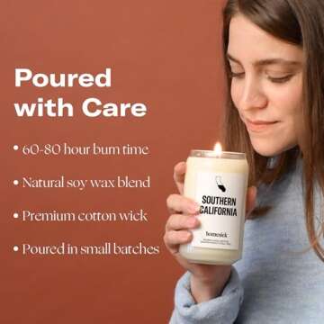 Homesick Scented Candles for Home (Southern California) - 13.75 oz Long-Lasting Soy Wax Jar Candle for Women & Men for All Occasions, 60-80 Hours Burn Time - Notes of Orange, Lemon & Rose