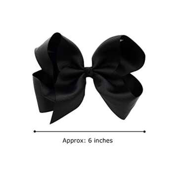 DEEKA 2 PCS 6" Big Hand-made Grosgrain Ribbon Solid Color Hair Bows Alligator Clips Hair Accessories...