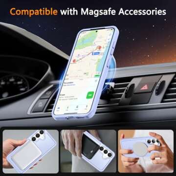 for Samsung Galaxy S25 Plus Case, Magnetic Phone Case with 1 Screen Protector [Military Grade Protection] [Compatible with MagSafe] Translucent Matte Protective Cover for S25 Plus, Lavender Purple