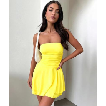 ABINGOO Strapless Tube Mini Dress for Summer Events Dress