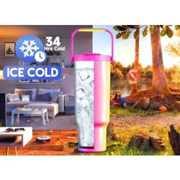 Meoky 40 oz Tumbler with Handle and Straw, Insulated Water Bottle, Stainless Steel Travel Mug, Keeps...