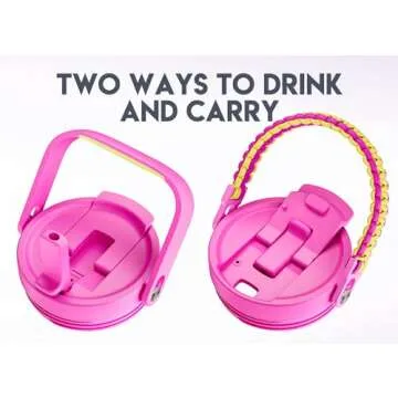 Meoky 40 oz Tumbler with Handle and Straw, Insulated Water Bottle, Stainless Steel Travel Mug, Keeps Cold for 34 Hours, 100% Leak Proof, Fits in Car Cup Holder (Carnival)