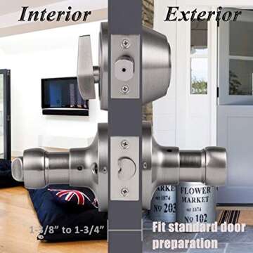 Probrico 3 Set of Satin Nickel Exterior Entry Lever and Single Cylinder Deadbolt,Keyed Alike Combo Pack, Keyed Handleset Lockset Exterior(for Front Door and Outside Gate)