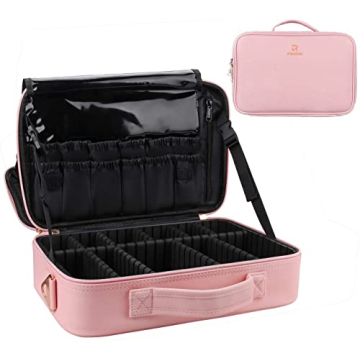 Relavel Travel Makeup Train Case Makeup Cosmetic Case Organizer Portable Artist Storage Bag with Adj...