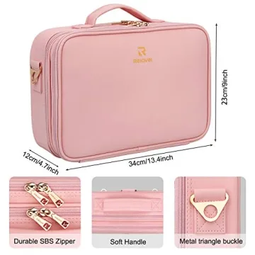 Relavel Travel Makeup Train Case with Adjustable Dividers