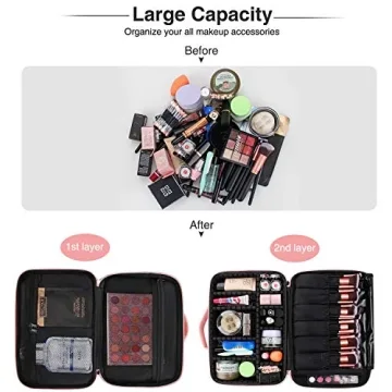 Relavel Travel Makeup Train Case with Adjustable Dividers