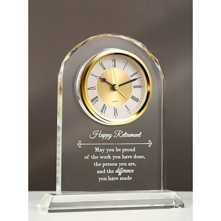 Elegant Retirement Crystal Clock & Plaque Gift