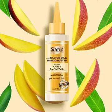Suave Professionals Scalp and Hair Oil For Natural Hair Castor Oil & Mango Butter Oil for Hair with No Parabens, No Dyes, Moisture Rich, Color Safe 6 oz