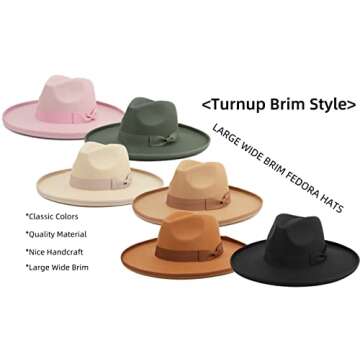 Pro Celia Large Wide Brim Fedora Hat for Women Men Felt Dress Hat (Roll-Cream)