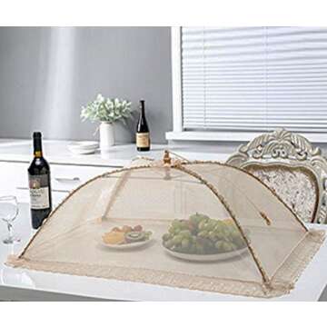 Mesh Food Covers 27.5" x 19.6" Pop-Up Tent Umbrella for Outdoors, Screen Tents, Parties Picnics, BBQs, Reusable and Collapsible Food Tents