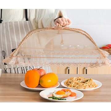 Mesh Food Covers 27.5" x 19.6" Pop-Up Tent Umbrella for Outdoors, Screen Tents, Parties Picnics, BBQs, Reusable and Collapsible Food Tents