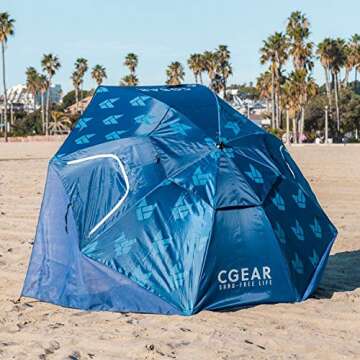 CGEAR Sand-Free Beach Canopy Umbrella – Vented & Waterproof Sun Shelter