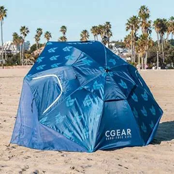 CGEAR Sand-Free Beach Canopy Umbrella – Vented & Waterproof Sun Shelter