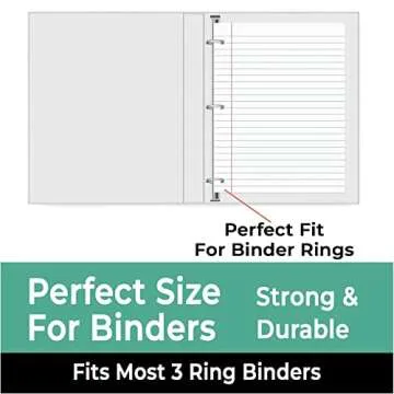Rosmonde Loose Leaf Paper, 450 Sheets, 3 Pack, College Ruled Paper, 8" x 10.5", Bulk Office Filler Paper, 3 Hole Punched, 150 Sheets/Pack, 56 gsm Paper, College Ruled Notebook Paper for Binder, White
