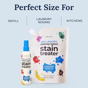Miss Mouth's Messy Eater Stain Treater - 16oz Refill - Newborn & Baby Essentials - No Dry Cleaning Food, Grease, Coffee Off Laundry, Underwear, Fabric