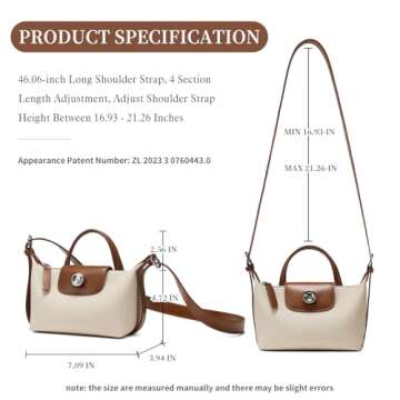 LA'FESTIN Small Leather Crossbody Bag For Women: Shoulder Purses With Handles-Fashion Lightweight Women's Handbag, Lady Bag (Brown)