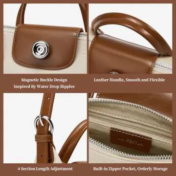 LA'FESTIN Small Leather Crossbody Bag For Women: Shoulder Purses With Handles-Fashion Lightweight Women's Handbag, Lady Bag (Brown)