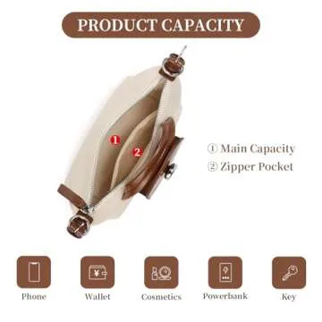 LA'FESTIN Small Leather Crossbody Bag For Women: Shoulder Purses With Handles-Fashion Lightweight Women's Handbag, Lady Bag (Brown)