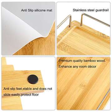 FOREYY Adjustable Raised Dog Bowls,Bamboo Elevated Feeder Stand with Non-Skid Feet for Food and Water,5 Level Wooden Pet Dining Table Comfort Feeding Station for Medium Large Big Dogs