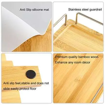 FOREYY Adjustable Raised Dog Bowls,Bamboo Elevated Feeder Stand with Non-Skid Feet for Food and Water,5 Level Wooden Pet Dining Table Comfort Feeding Station for Medium Large Big Dogs