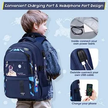 ACESAK Kids Backpack - Lightweight, Waterproof with Lunch Set